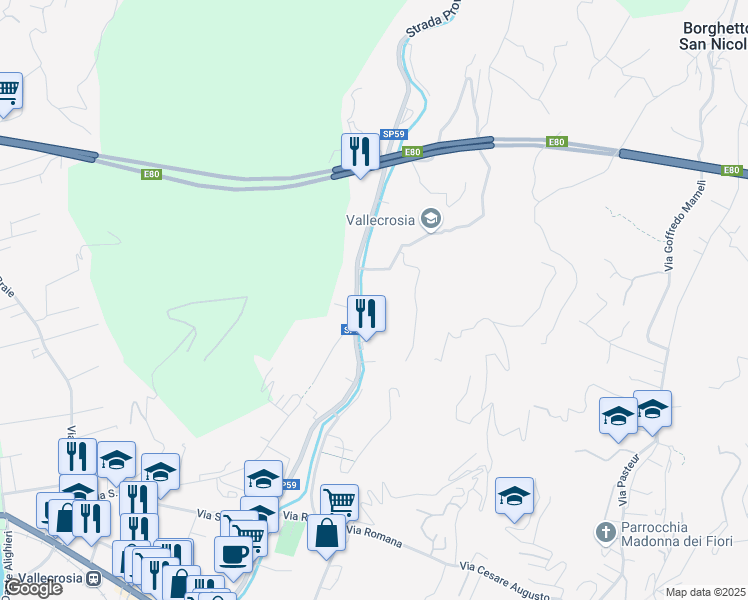 map of restaurants, bars, coffee shops, grocery stores, and more near 1 Via Roma Traversa I in Provincia di Imperia