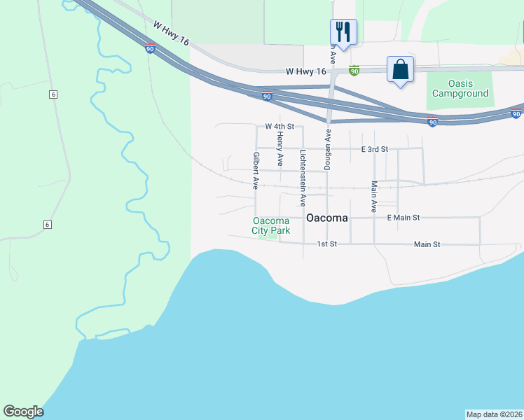 map of restaurants, bars, coffee shops, grocery stores, and more near 101-199 South Henry Avenue in Oacoma