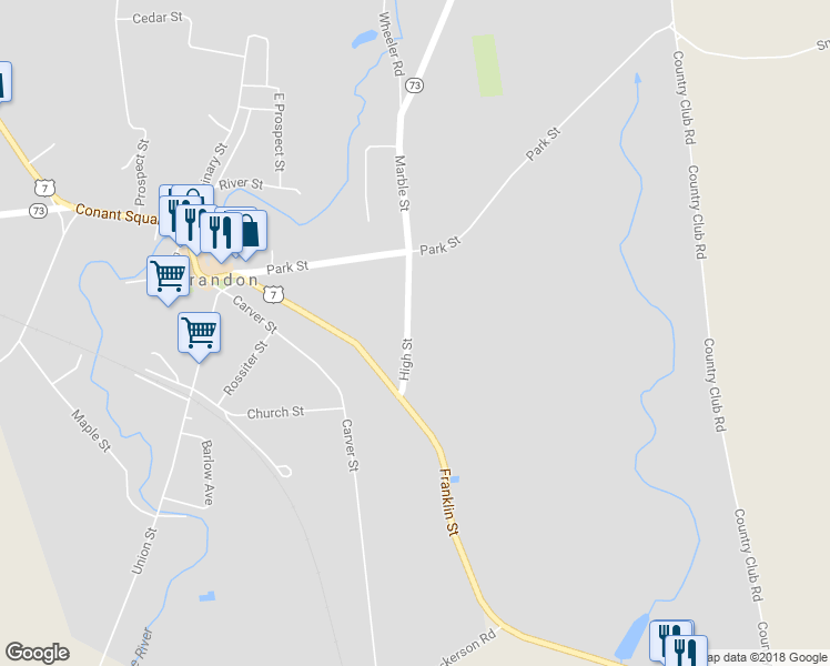 map of restaurants, bars, coffee shops, grocery stores, and more near 14 High Street in Brandon