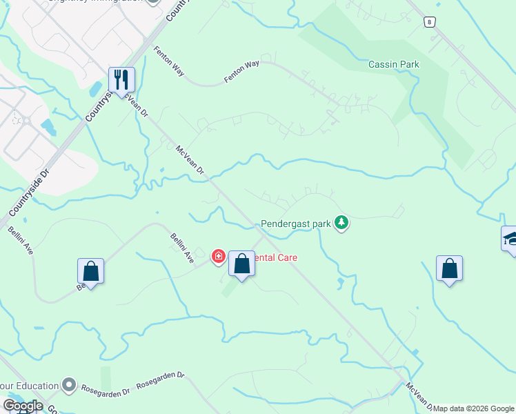 map of restaurants, bars, coffee shops, grocery stores, and more near 4 Forestbrook Court in Brampton