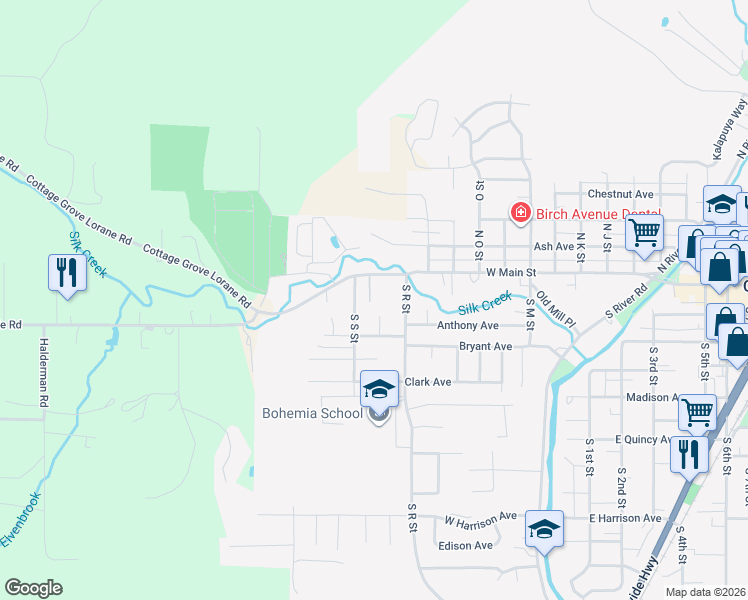 map of restaurants, bars, coffee shops, grocery stores, and more near 41 South R Street in Cottage Grove