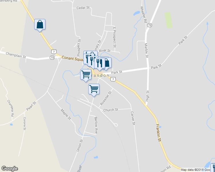 map of restaurants, bars, coffee shops, grocery stores, and more near 11 Carver Street in Brandon