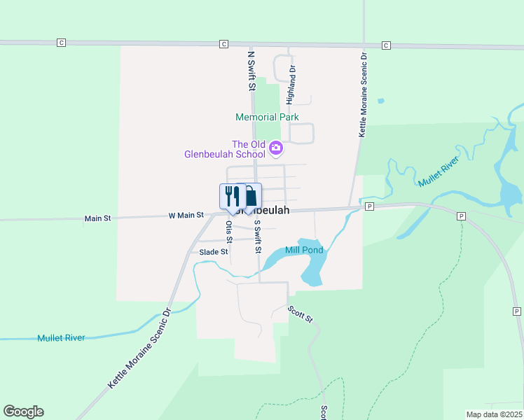 map of restaurants, bars, coffee shops, grocery stores, and more near in Glenbeulah