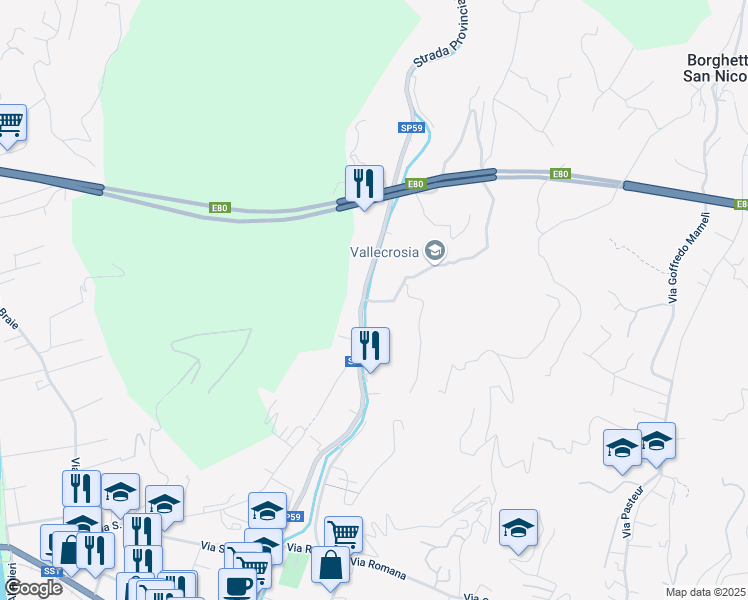 map of restaurants, bars, coffee shops, grocery stores, and more near 1 Via Roma Traversa I in Provincia di Imperia