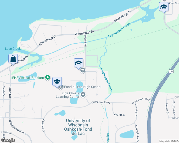 map of restaurants, bars, coffee shops, grocery stores, and more near 968 Whippoorwill Lane in Fond du Lac