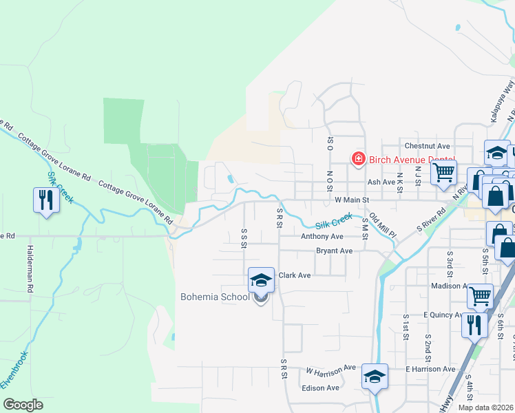 map of restaurants, bars, coffee shops, grocery stores, and more near 41 South R Street in Cottage Grove
