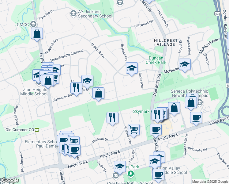 map of restaurants, bars, coffee shops, grocery stores, and more near 37 Tristan Crescent in Toronto