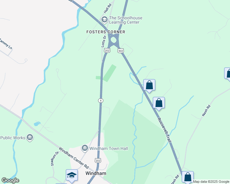 map of restaurants, bars, coffee shops, grocery stores, and more near 98 Roberts Drive in Windham