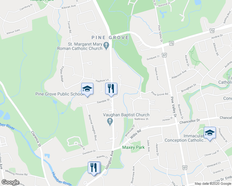 map of restaurants, bars, coffee shops, grocery stores, and more near 8403 Islington Avenue in Vaughan