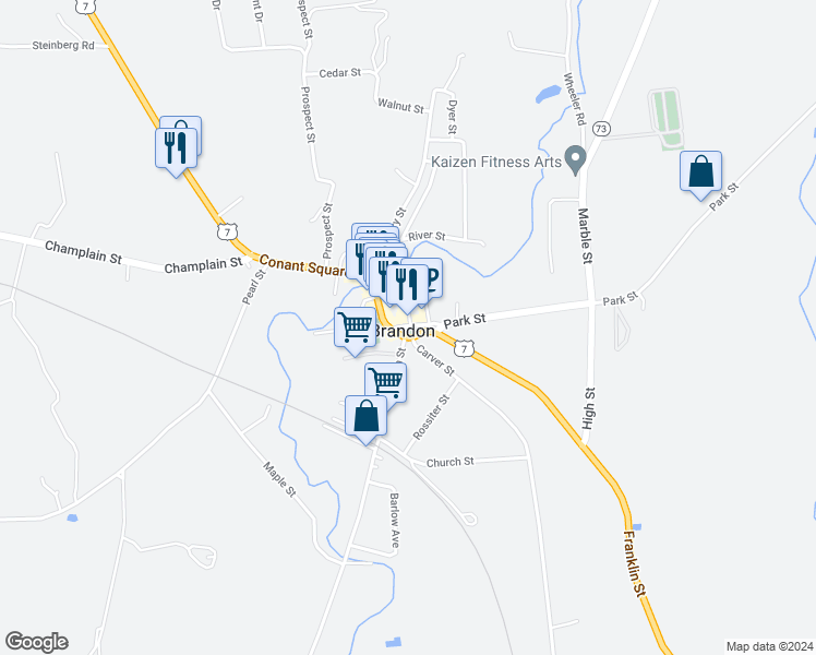 map of restaurants, bars, coffee shops, grocery stores, and more near in Brandon