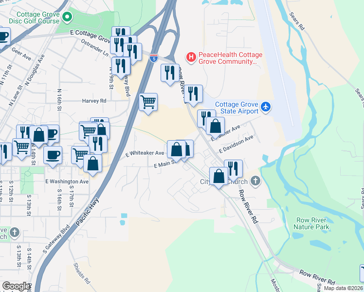 map of restaurants, bars, coffee shops, grocery stores, and more near 45 Thomas Lane in Cottage Grove