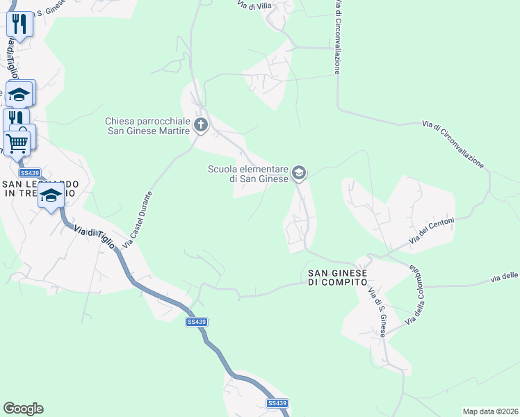 map of restaurants, bars, coffee shops, grocery stores, and more near 811 Via di San Ginese in Capannori