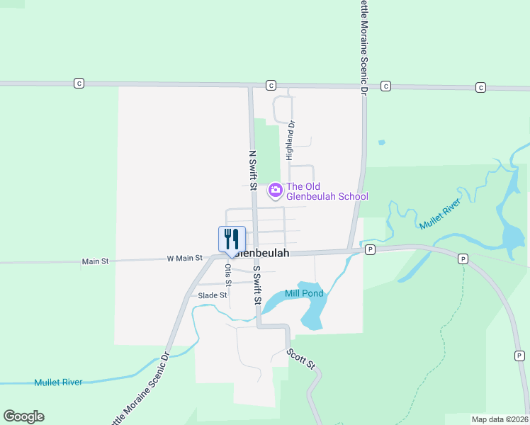 map of restaurants, bars, coffee shops, grocery stores, and more near 203 North Swift Street in Glenbeulah