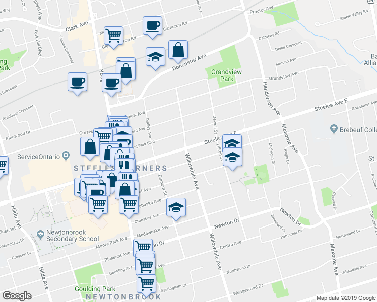 map of restaurants, bars, coffee shops, grocery stores, and more near in 