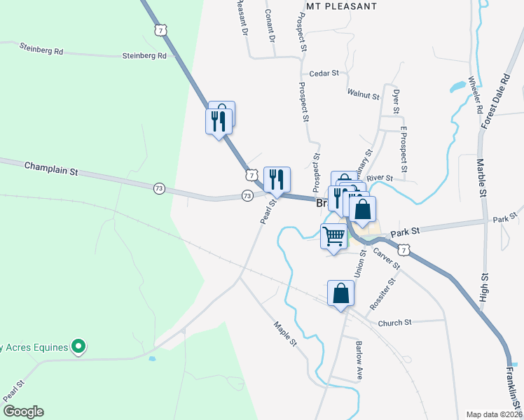 map of restaurants, bars, coffee shops, grocery stores, and more near 45 Conant Square in Brandon