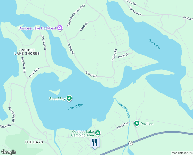 map of restaurants, bars, coffee shops, grocery stores, and more near 230 West Bay Road in Freedom