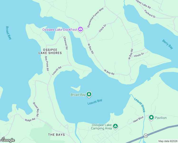 map of restaurants, bars, coffee shops, grocery stores, and more near 164 Leavitt Road in Ossipee