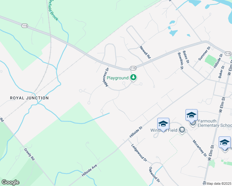 map of restaurants, bars, coffee shops, grocery stores, and more near 96 Applecrest Drive in Yarmouth