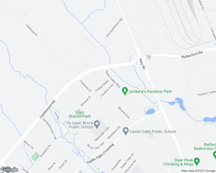 map of restaurants, bars, coffee shops, grocery stores, and more near 16 Lesabre Crescent in Brampton