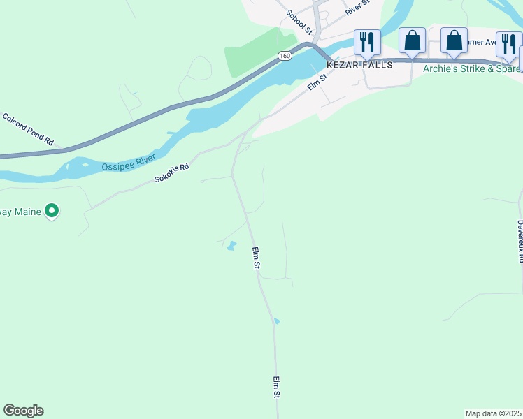 map of restaurants, bars, coffee shops, grocery stores, and more near 42 Reservoir Hill in Parsonsfield