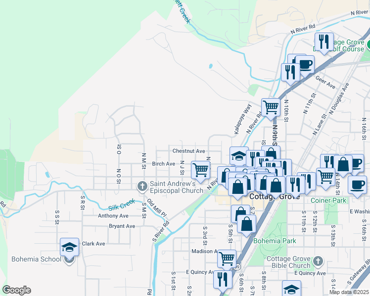 map of restaurants, bars, coffee shops, grocery stores, and more near 1011 Chestnut Avenue in Cottage Grove