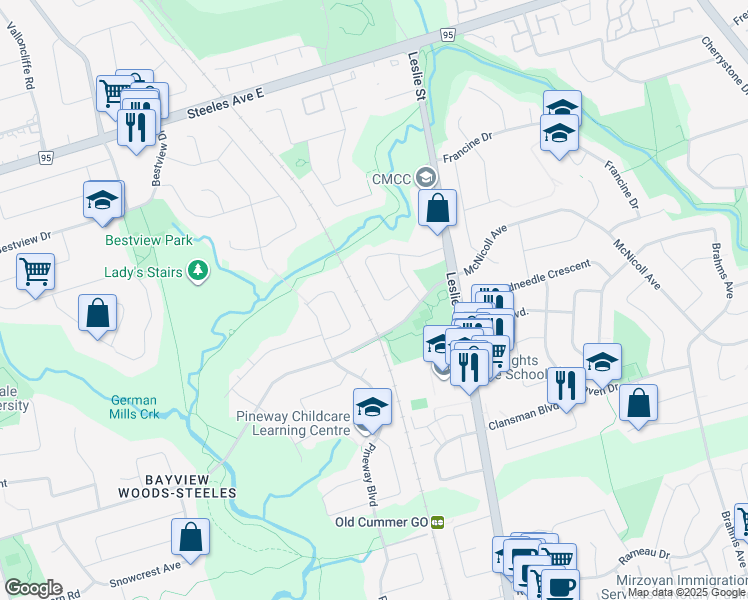 map of restaurants, bars, coffee shops, grocery stores, and more near 28 James Gray Drive in Toronto