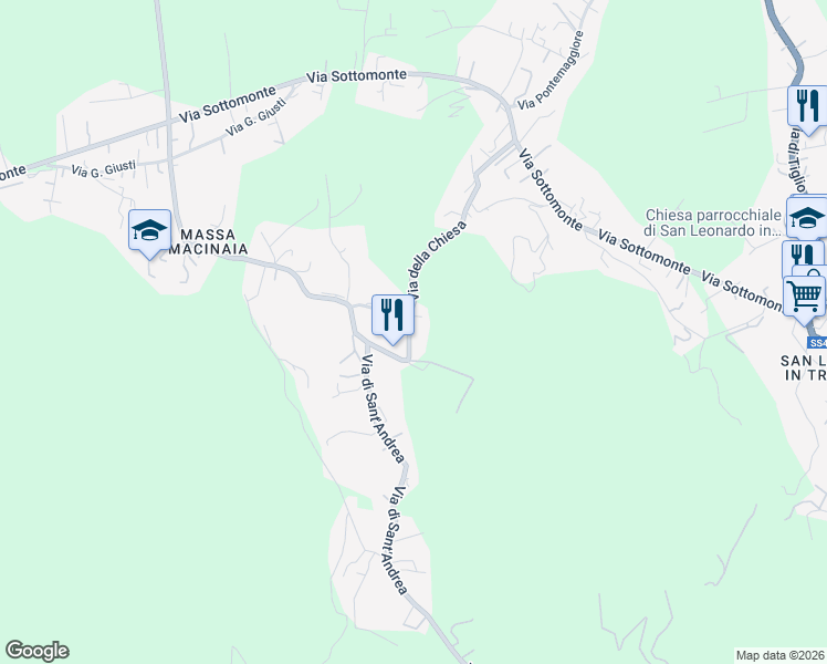 map of restaurants, bars, coffee shops, grocery stores, and more near 47 Via della Chiesa in Capannori