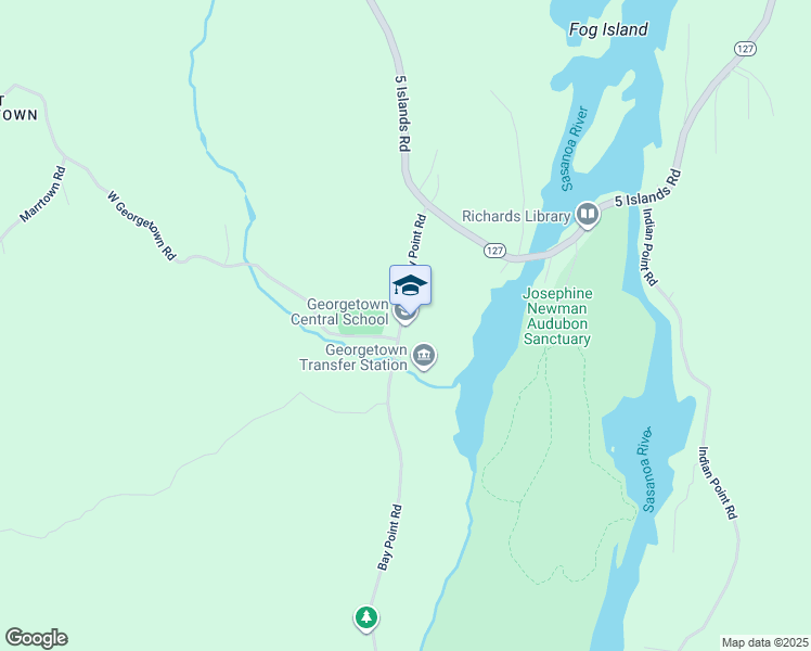 map of restaurants, bars, coffee shops, grocery stores, and more near 52 Bay Point Road in Georgetown