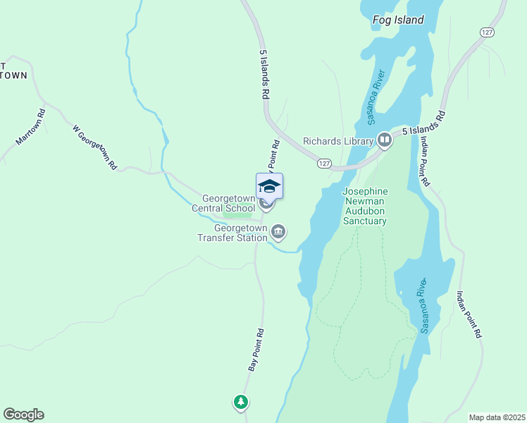 map of restaurants, bars, coffee shops, grocery stores, and more near 52 Bay Point Road in Georgetown