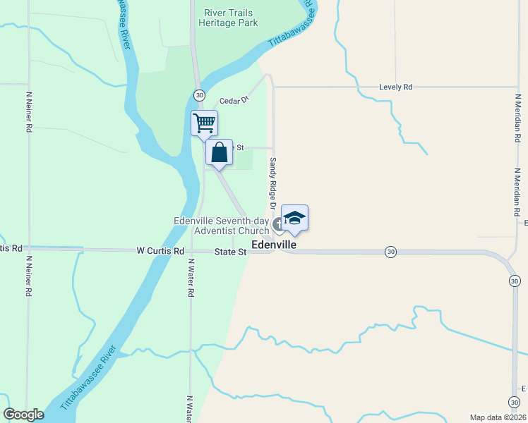 map of restaurants, bars, coffee shops, grocery stores, and more near 6563 Sandy Ridge Drive in Hope