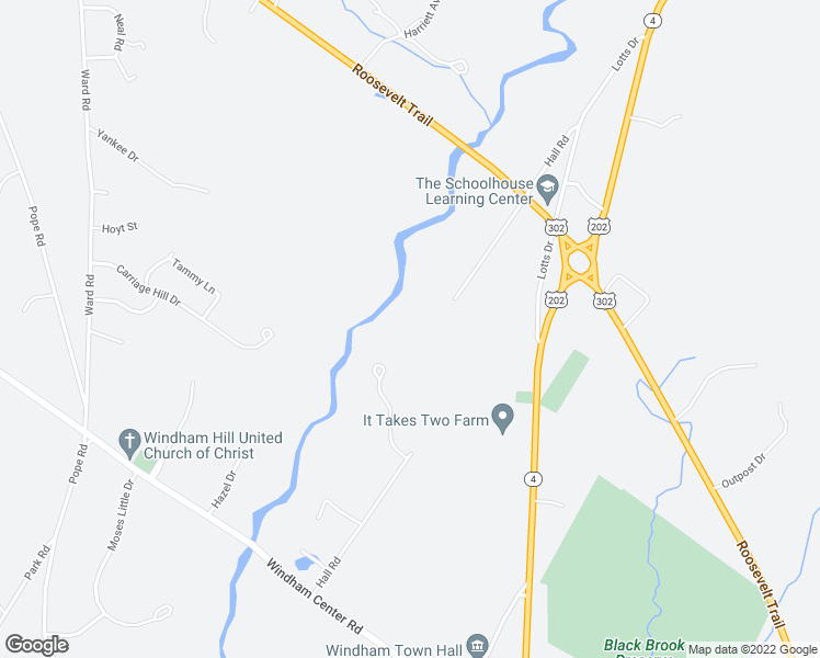 map of restaurants, bars, coffee shops, grocery stores, and more near 68 Hall Road in Windham