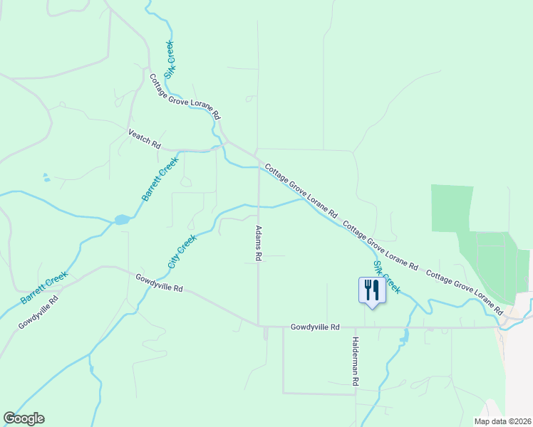 map of restaurants, bars, coffee shops, grocery stores, and more near 78879 Adams Road in Cottage Grove