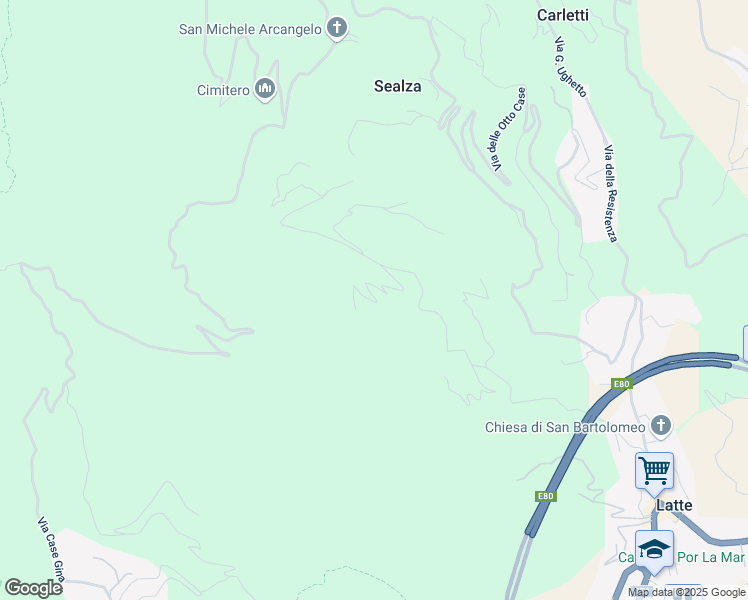 map of restaurants, bars, coffee shops, grocery stores, and more near 101A Via L. Alborno in Latte