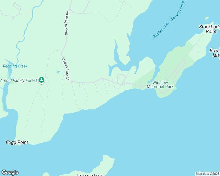 map of restaurants, bars, coffee shops, grocery stores, and more near 64 Staples Point Road in Freeport