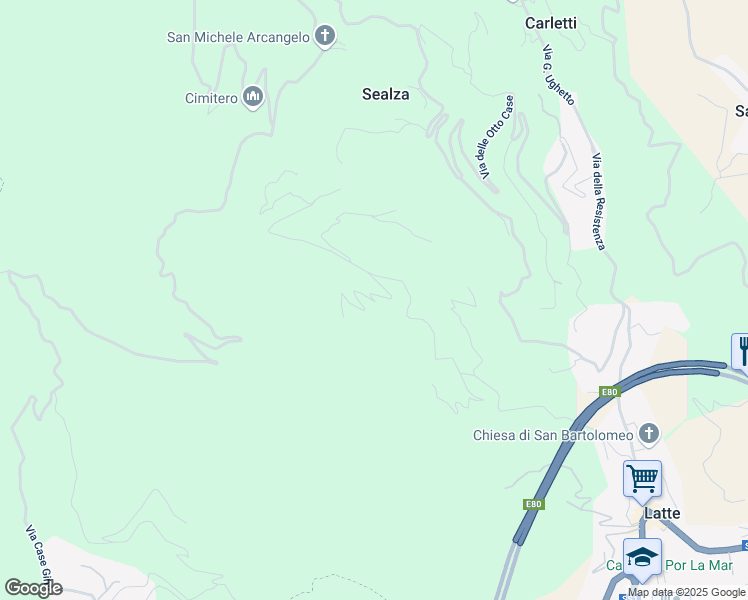 map of restaurants, bars, coffee shops, grocery stores, and more near 101A Via L. Alborno in Latte