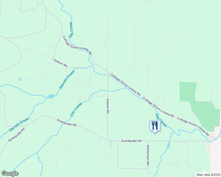 map of restaurants, bars, coffee shops, grocery stores, and more near 78879 Adams Road in Cottage Grove
