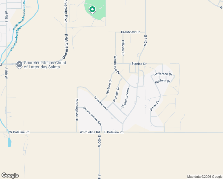 map of restaurants, bars, coffee shops, grocery stores, and more near 1179 Horizon Drive in Rexburg