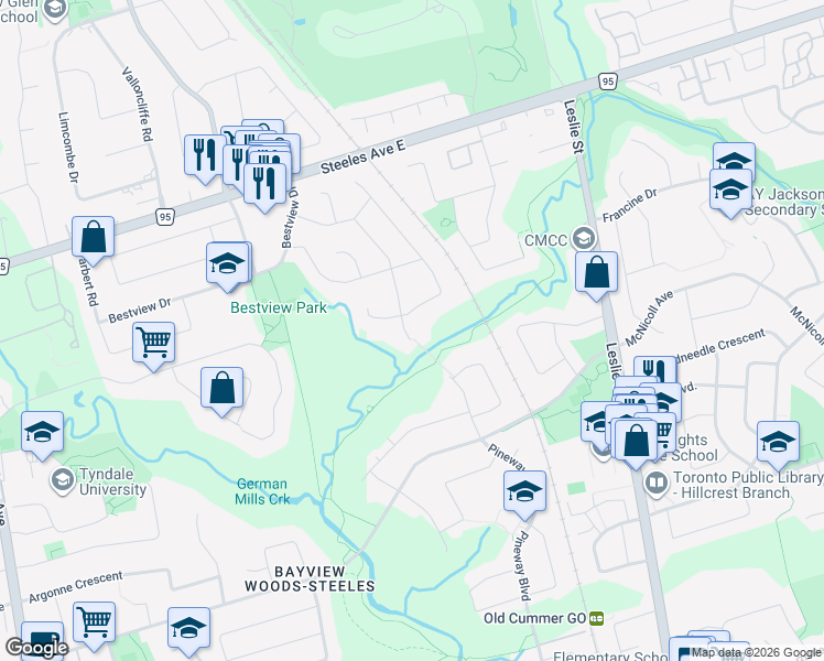 map of restaurants, bars, coffee shops, grocery stores, and more near 273 Goldenwood Road in Toronto