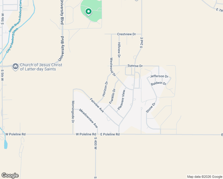 map of restaurants, bars, coffee shops, grocery stores, and more near 1179 Horizon Drive in Rexburg