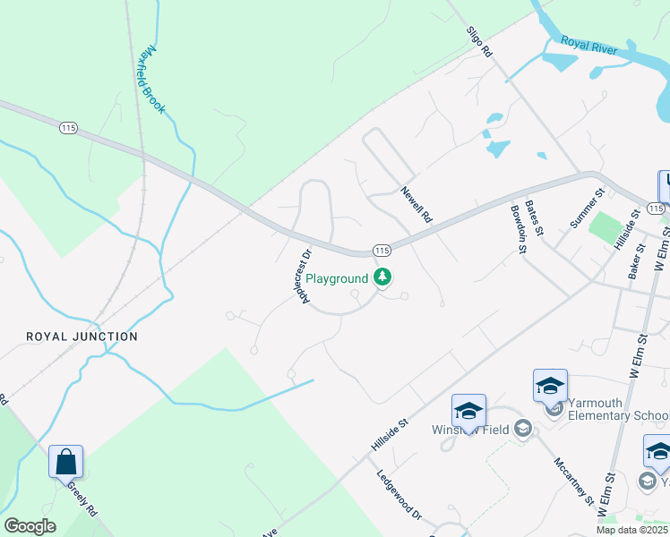 map of restaurants, bars, coffee shops, grocery stores, and more near 153 Applecrest Drive in Yarmouth