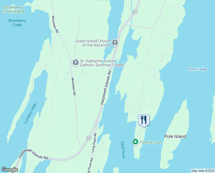 map of restaurants, bars, coffee shops, grocery stores, and more near 881 Harpswell Island Road in Harpswell