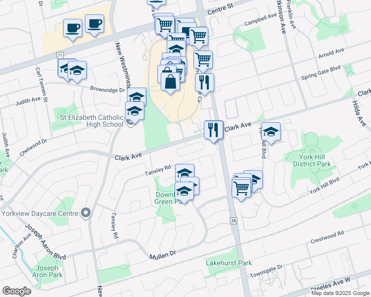 map of restaurants, bars, coffee shops, grocery stores, and more near 5 Smallwood Circle in Vaughan