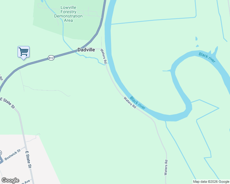 map of restaurants, bars, coffee shops, grocery stores, and more near 5919 Waters Road in Lowville