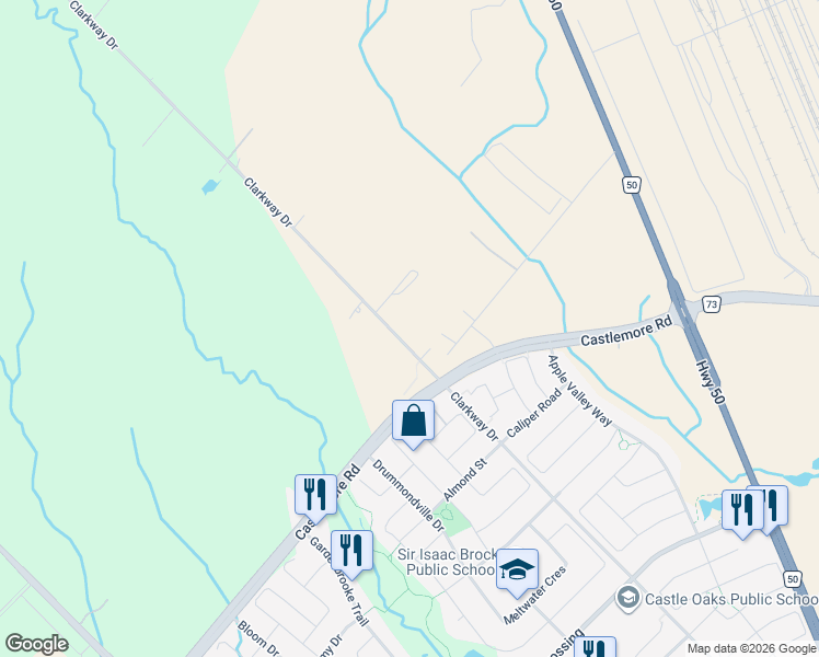 map of restaurants, bars, coffee shops, grocery stores, and more near 10059 Clarkway Drive in Brampton