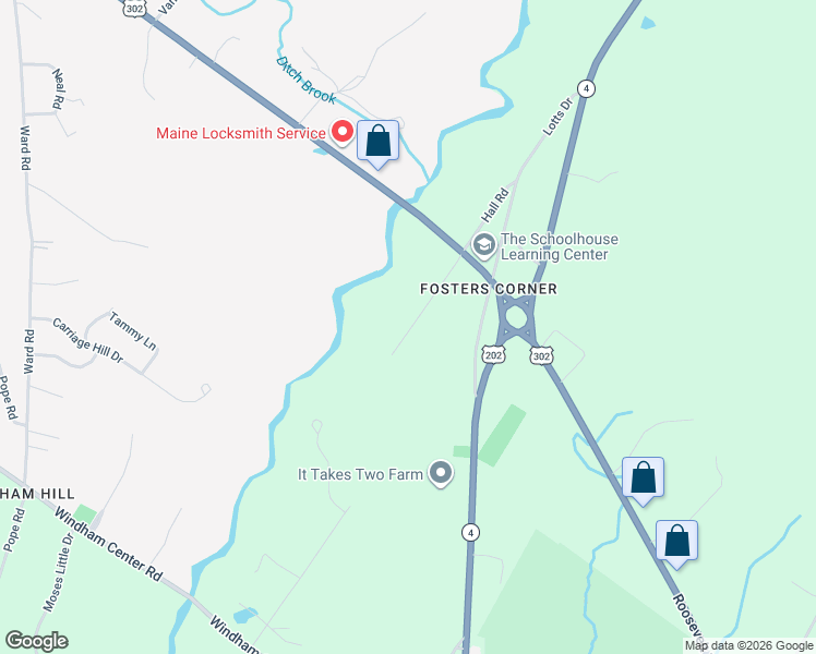 map of restaurants, bars, coffee shops, grocery stores, and more near 68 Hall Road in Windham