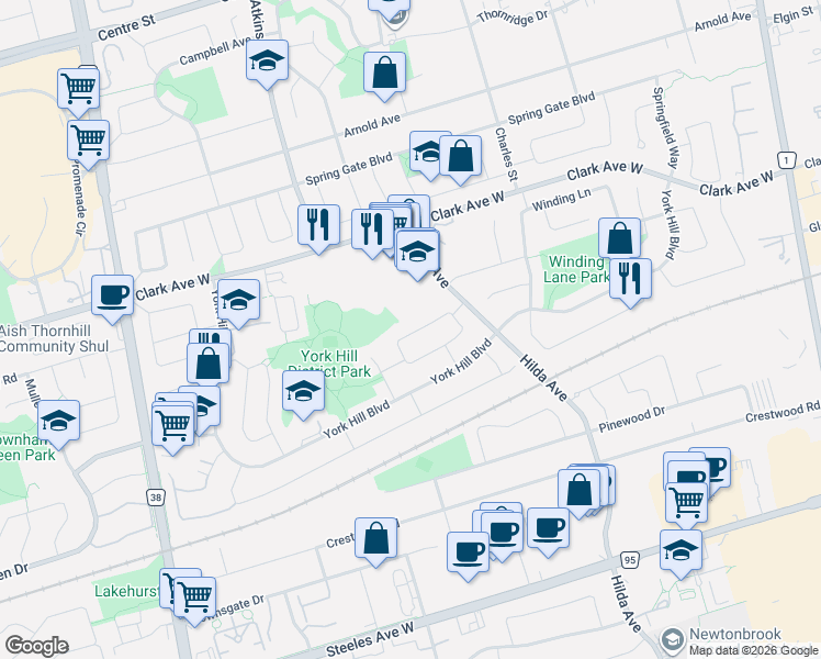 map of restaurants, bars, coffee shops, grocery stores, and more near 117 Theodore Place in Vaughan