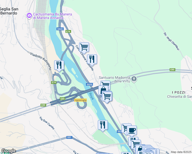 map of restaurants, bars, coffee shops, grocery stores, and more near 12 Corso Limone Piemonte in Provincia di Imperia