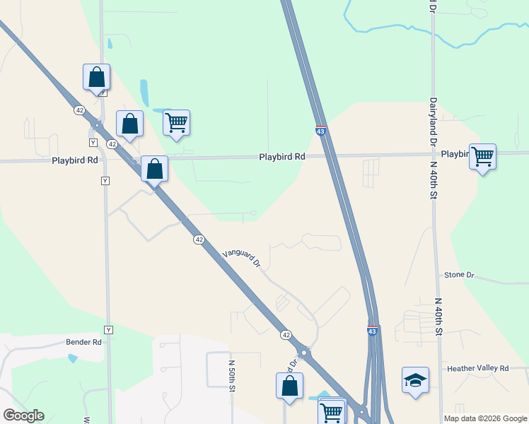 map of restaurants, bars, coffee shops, grocery stores, and more near 4821 Windward Court in Sheboygan