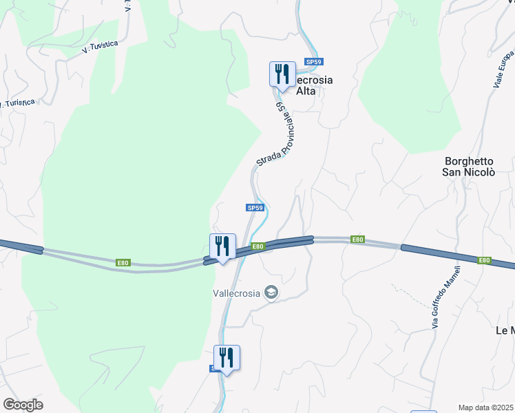 map of restaurants, bars, coffee shops, grocery stores, and more near 80 SP59 in Provincia di Imperia