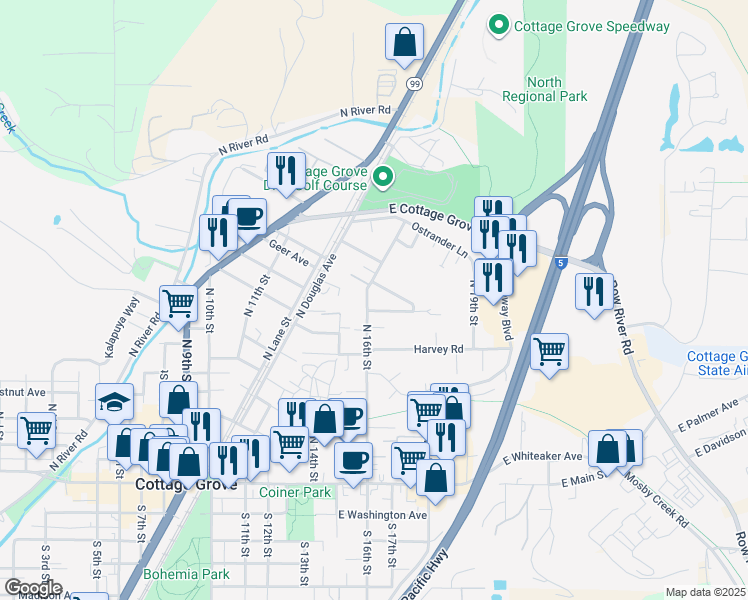 map of restaurants, bars, coffee shops, grocery stores, and more near 830 North 16th Street in Cottage Grove
